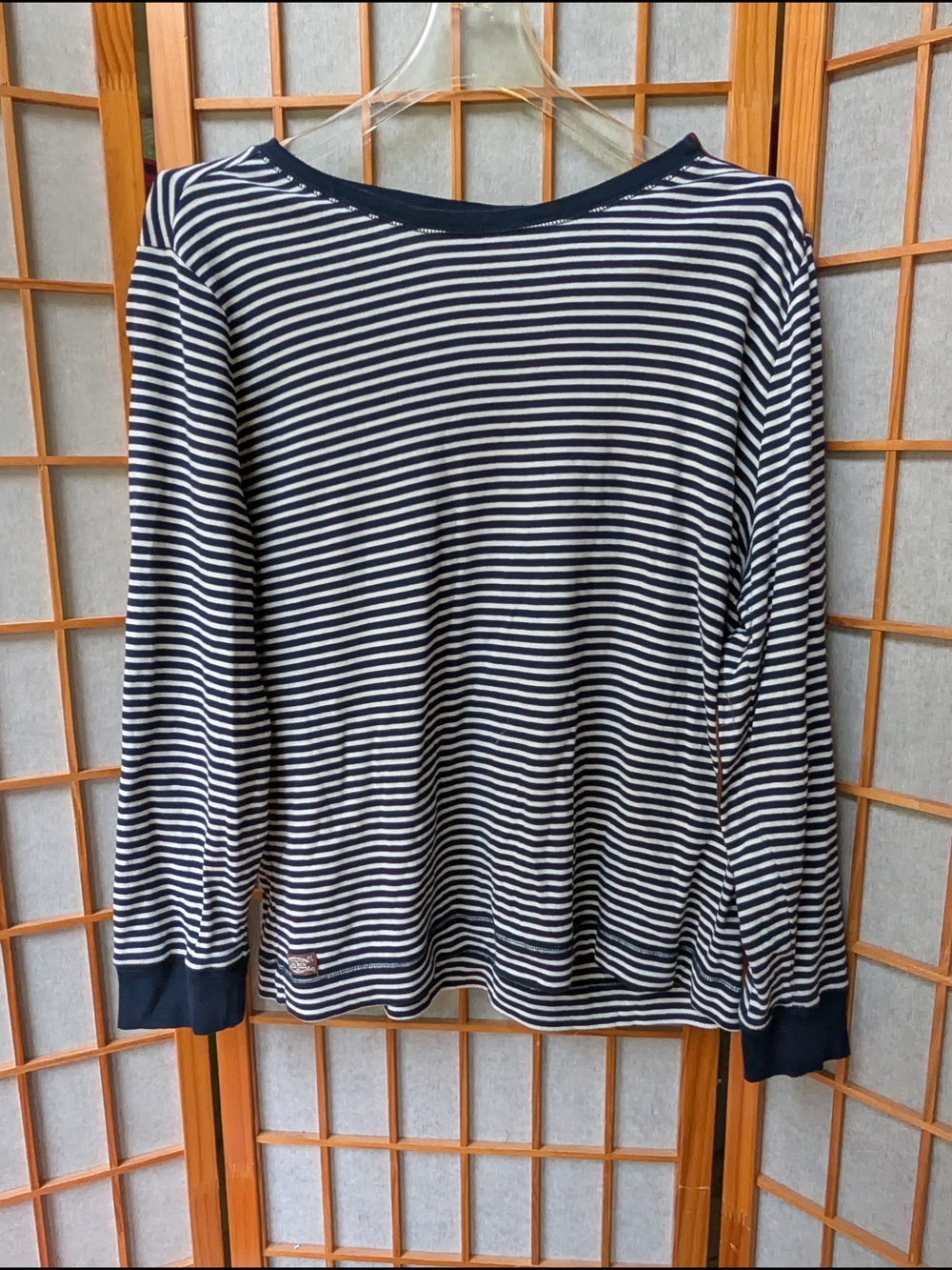 LAUREN Ralph Lauren Womens Striped Top Elbow Patches PLUS 2X Navy Shirt
